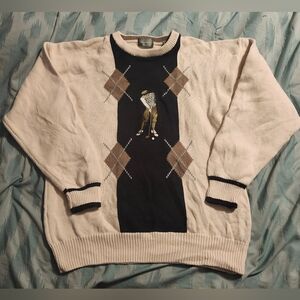 Vintage Lord & Taylor Rare Golf Embroided‎ Sweaters Men's Size Large